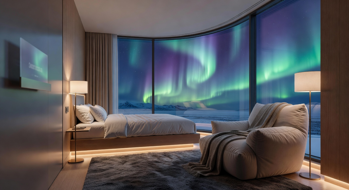 Cozy Aurora Suite during the night