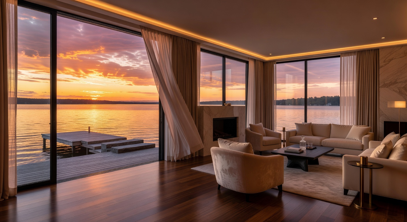 Luxury Lake Suite with panoramic sunset views